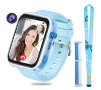 OKYUK 4G Smartwatch für Kinder, GPS-Tracker, mehrere Desktop-Stile zur Auswahl, Zwei-Wege-Anrufe, Bildkompetenz, SOS, WLAN, wasserdichter Touchscreen für 4-12 Jungen und Mädchen (T45 Blau)