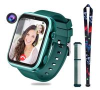 OKYUK 4G Smartwatch für Kinder, GPS-Tracker, mehrere Desktop-Stile zur Auswahl, Zwei-Wege-Anrufe, Bildkompetenz, SOS, WLAN, wasserdichter Touchscreen für 4-12 Jungen und Mädchen (Grün)