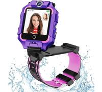 OKYUK 4G Kinder-Smartwatch, Smartwatch-Telefon mit 360° drehbar, GPS-Tracker, Anruf-SOS-Kamera WiFi, 3-12 Jahre alte Jungen-Mädchen-Geburtstagsgeschenk (T10 Lila)