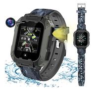OKYUK Smartwatch für Kinder mit GPS, 4G, wasserdicht und sicher, mit Sprachanruf, SOS-Taschenlampe, Digitalkamera, Wecker (T28, Schwarz)