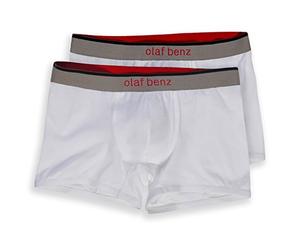 Olaf Benz Herren Shorts RED1010 Boxerpants 1-01023, 2er Pack, Einfarbig, Gr. Small, Weiß (White 1000)