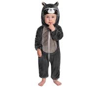OLAOLA Baby Strampler Unisex, Weichem Flanell Schlafanzug, Kleinkind Tierkostüm, Cartoon Overall Onesie mit Kapuze (Waschbär, 24-30 Monate)