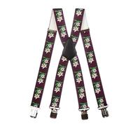 Olata Heavy Duty Herren-Hosenträger X-Form mit Edelweiß Muster - 4 cm. Burgund