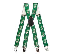 Olata Heavy Duty Herren-Hosenträger X-Form mit Edelweiß Muster - 4 cm. Dunkelgrün