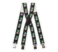 Olata Heavy Duty Herren-Hosenträger X-Form mit Edelweiß Muster - 4 cm. Schwarz