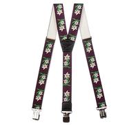 Olata Heavy Duty Herren-Hosenträger Y-Form mit Edelweiß Muster - 4 cm. Burgund