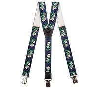 Olata Heavy Duty Herren-Hosenträger Y-Form mit Edelweiß Muster - 4 cm. Dunkelblau