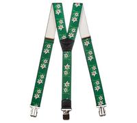 Olata Heavy Duty Herren-Hosenträger Y-Form mit Edelweiß Muster - 4 cm. Dunkelgrün