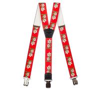 Olata Heavy Duty Herren-Hosenträger Y-Form mit Edelweiß Muster - 4 cm. Rot