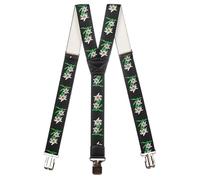 Olata Heavy Duty Herren-Hosenträger Y-Form mit Edelweiß Muster - 4 cm. Schwarz