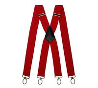 Olata Hosenträger in X-Form, mit Karabinerhaken, 40 mm, Rot (Silberclips)