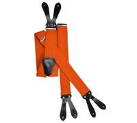 Olata Hosenträger in Y-Form, Robust, mit Knopf-Lederenden, 40 mm, Orange