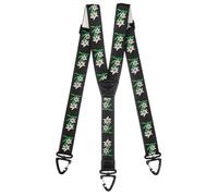 Olata Robuste Y-Hosenträger mit Kunststoff-Karabinerhaken und Edelweiß Muster - 4 cm. Schwarz