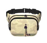 Old Lighthouse quadratische doppellagige Hüfttasche Brusttasche Crossbody Tasche Laufen Reisen Wandern Hüfttasche, Schwarz , Einheitsgröße