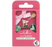 Old Money Charms Set Tennis & Golf Preppy - Invisibobble MyClaw SET Clubhouse Aesthetics - Damen Haarschmuck Anhänger für Haarklammer (Schleife, grün-pinkes Herz, kariert) - 5er Set