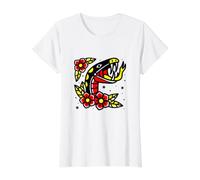 Old School Tattoo American Traditional Flash tätowierte Schlange Preisgünstiges Grafik-T-Shirt, Damen, Weiß, XS