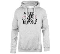 Oldrytee Crees Que Conoces España? Sudadera Con Capucha Gris Unisex Ajuste Simple Svart Sweatshirt Hoodie Unisex Simple Fit