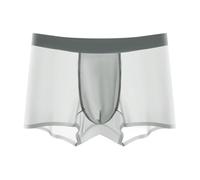 OLEETS Boxershorts Für Herren - 3 Teile/Satz Bequeme Herrenunterwäsche Einfarbig Weiche Eisseide Sexy Nahtlose Dessous Höschen Mode Shorts,Grau,L