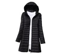 OLEETS Damen Daunenjacke - Winter Langer, Ultraleichter Damenmantel, Schlanke Kapuzenoberteile, Vintage-Mode, Lässige Outdoor-Warme Kleidung In Übergröße, Schwarz, L