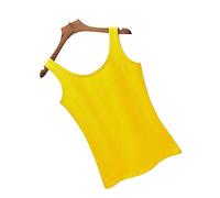 OLEETS Damen Unterhemd - Frauen Weste Baumwolle Sommer Herbst Ärmellose Mode Bottoming Tops Schlanke Einfarbige Einfache Lässige Bequeme Elegante Kleidung,Gelb,L