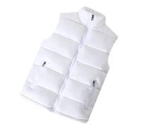 OLEETS Daunenweste Für Herren -Herren Jacke Winter Warmer Mantel Stehkragen Plus Size Ärmellos Reißverschluss Tops Weste Outdoor Streetwear wasserdichte Oberbekleidung,Weiß,5XL