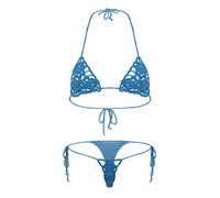OLEETS Häkel Bikini Set Für Damen -Sexy Zweiteiliger Badeanzug Mit Blumenmuster, Handgefertigt, Gestrickt, Dessous, Modisch, Niedrige Taille, Spaghettiträger, Badeanzug, Grün, M