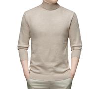 OLEETS Herren Pullover - Herbst Winter Herrenmode Casual Rollkragenpullover Strickpullover Business Bottoming Shirt Warm Strick Langarm Tops Kleidung Übergröße,Khaki,L(52,5-60Kg)