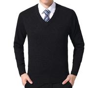 OLEETS Herren Pullover - Modischer Strickpullover Mit V-Ausschnitt, Schmal, Dick, Warm, Herbst Und Winter, Koreanischer Stil, Lässig, Einfache Vintage-Kleidung, Einfarbig, Oberteil Für Mittleres