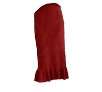 OLEETS Strickrock Für Damen - Damen Eleganter Strickrock Herbst Winter Plissee Rüschen Elastisch Hohe Taille Einfarbig Warm Für Party Abschlussball Büro Streetwear,Rot,L