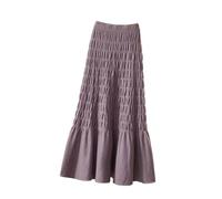 OLEETS Strickrock Für Damen - Gestrickter Winter-Faltenrock Für Damen, Lang, Büro, Herbst, Dicker Pullover, A-Linie, Elegant, Einfach, Warm, Streetwear Für Party, Abschlussball, Lila, XXL