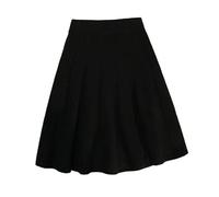 OLEETS Strickrock Für Damen - Herbst Winter Stricken Plissee Kurzen Rock Frauen Sexy Elastische Hohe Taille Koreanischen Stil Mode A-Linie Rock Warm Dick Für Party Prom,Schwarz,L