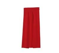 OLEETS Strickrock Für Damen - Langer Rock Damen Kleidung Kleid Vintage Hohe Taille Koreanischer Stil Mode Strick Faltenrock Winter Warm Streetwear Für Party Büro,Rot,XL