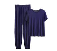 OLEETS Zweiteiliges Pyjama-Set Für Herren - Herren Sommer Kurzarm + Lange Hosen Lockere Hauskleidung 3Xl-6Xl Übergröße Vintage Mode Nachtwäsche Weich Schlicht, 4XL