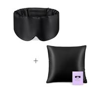 OLESILK 100% Maulbeerseide Schlafmaske mit verstellbarem Kopfband für Herren und Frauen Schwarz + OLESILK Seide Kissenbezug Haar- und Hautpflege 1 Stück Schwarz 40x40cm