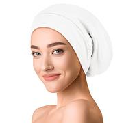 OLESILK Seide & Baumwolle Slouch Beanie Mütze Schlafhaube Seide Chemo Kopfbedeckung dünne leichte und weiche Laufmütze Strickmütze Unisex Jersey Sommermütze verstellbar für Damen & Herren, Weiß