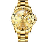 OLEVS Armbanduhr Herren Luxus Gold Edelstahl Drehbare Lünette Herren Uhren Klassisches Großes Zifferblatt Analoger Quarz Herrenuhren Elegante Wasserdicht Leuchtend mit Datum Gold Uhr Geschenk