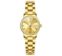 OLEVS Automatikuhren für Frauen, elegante zweifarbige Edelstahl-mechanische Uhr, leicht zu lesende arabische Ziffern, Tag Datum, leuchtend, Luxus-Damen-Armbanduhr, Geschenk, 7072 Champagner-Gold
