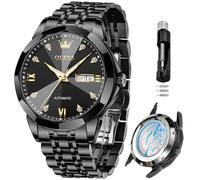 OLEVS Automatikuhren für Herren, Business-Armbanduhr, mechanisch, Edelstahl, wasserdicht, selbstaufziehend, klassisches Datum, luxuriös, Diamant-Armbanduhr, Schwarze Herren-Armbanduhr, Herrenuhr