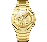 OLEVS Chronograph Uhren Herren Goldene Edelstahl Analog Quarz Diamant Herrenuhren Gold Achteckig Großgesicht Luxus Armbanduhr Herren Klassisches Wasserdicht Leuchtend Kalender Datum Herrenuhr