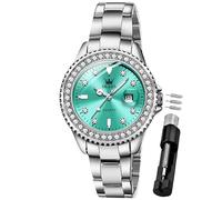 OLEVS Damenuhr Diamant Analoge Armbanduhr mit Kleines Azurblau Gesicht Silber Edelstahlband wasserdichte Frauen Uhr Geschenk Sale Marken