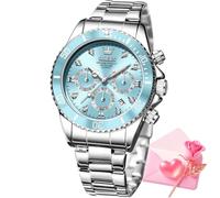 OLEVS Damenuhr modisch Roségold Diamant Analog Quarz Damenuhren für Frauen Luxus Kleid Edelstahl wasserdicht Datum Armbanduhren