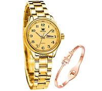 OLEVS Damenuhren Gold Leicht zu Lesen Armbanduhren für Damen mit Kleines Gesicht Tag Datum Edelstahlband wasserdichte