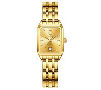 OLEVS Gold Uhren Frauen Metallarmband Vintage Edelstahl Uhr Damen Kleine Zifferblatt Modern Wasserdicht Damen Armbanduhr mit Datum Schöne Analog Kleid Damenuhren Eckig Quarzuhr Geschenke für Frauen