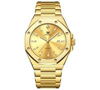 OLEVS Goldene Uhr Herren Leuchtende Mode Großes Herren Armbanduhr Edelstahl Quarz Analog Herrenuhr mit Datumsanzeige Business Kleid Metallarmband Herrenarmbanduhren Wasserdicht