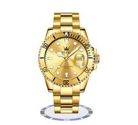 OLEVS Goldene Uhr Herren Wasserdicht Luxus Quarz Analog Herrenuhren Edelstahl Stylish Leuchtende Armbanduhr Herren Großes Zifferblatt Metallarmband Uhren für Männer mit Datumsanzeige Geschenke