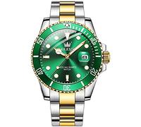 OLEVS Grün Armbanduhr Luxus Gold Silber Großes Gesicht Edelstahl Analog Quarz Herrenuhren Klassisches Drehbare Lünette mit Datum Uhr Herren Elegante Wasserdicht Leuchtend Herren Uhren Geschenk