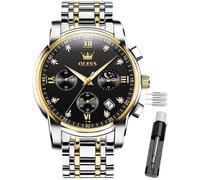 OLEVS Herren-Armbanduhr, analog, Quarz, Business, Edelstahl, wasserdicht, leuchtende Uhren, Luxury, lässig, großes Diamond-Zifferblatt, Datumsanzeige, multifunktional, Chronograph für Männer,