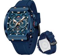 OLEVS Herren-Armbanduhr, stilvoller Chronograph, wasserdicht, leuchtendes Silikonband, Multifunktions-Uhren für Herren, Business, weiß, Herren-Armbanduhr, Blaue Uhren für Herren 42, Herrenuhr