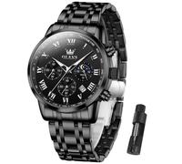OLEVS Herren-Multifunktions-Uhr, mehrere Zifferblätter, wasserdicht, Leuchtend, Chronograph, Herrenuhr mit Datumsgeschenk, Edelstahl-Uhren für Herren, Klassische Herren-Armbanduhr, Schwarzes Band,