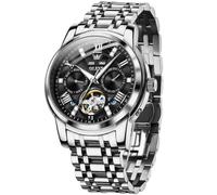 OLEVS Herrenuhren Automatik Skelett Mechanische Goldene Kleid Armbanduhr mit Diamant Tourbillon Tag Datum Wasserdicht Leuchtende Zweifarbige Uhr